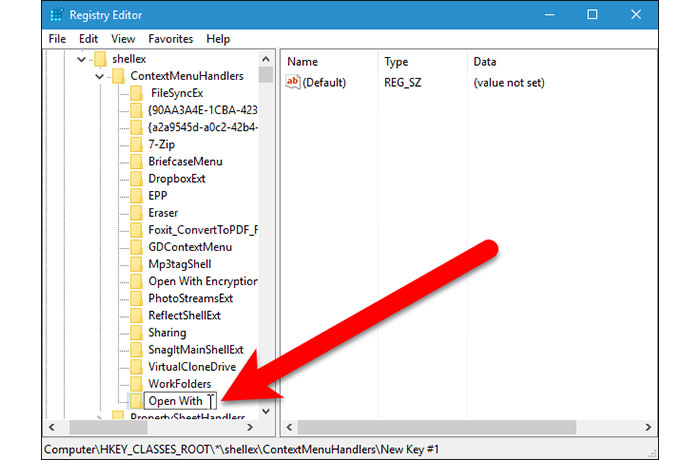 گزینه Open With منوی کلیک راست 
