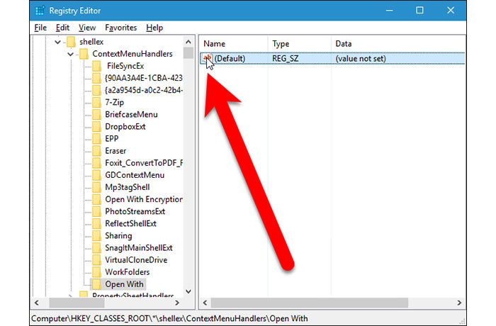 گزینه Open With منوی کلیک راست 