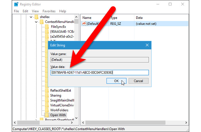 گزینه Open With منوی کلیک راست 