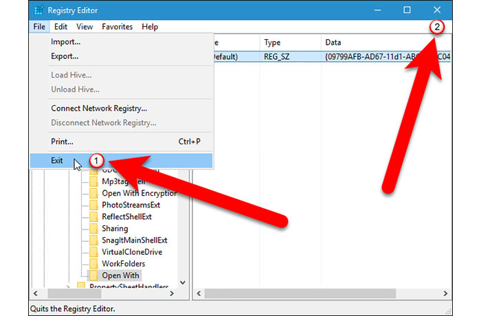 گزینه Open With منوی کلیک راست 